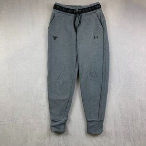 Under Armour Project Rock Mens Sweatpants Small Gray Joggers Tapered Brahma Bull